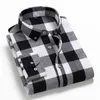 男性フランネル格子縞のシャツ100％コットン春秋のカジュアルロングスリーブシャツソフトコンフォートスリムフィットスタイルマンプラス240307
