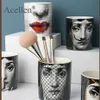 Milan classique dame visage aromathérapie bougeoir boîte de rangement pot table décoration de la maison en céramique cafés ornements de mode 2103295N