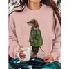 Frauen Hoodies Pullover Rundhals Langarm Top 3D Gedruckt Cartoon-Muster Pullover Amerikanischen Retro Herbst Und Winter Hoodie 2024