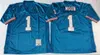 Vinatge Football 74 Bruce Matthews Jerseys 78 Cuyley Culp 34 Earl Campbell 1 Warren Moon 9 Steve McNair Retro 75e anniversaire cousu bleu blanc équipe pour les fans de sport