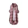 Women's Blouses Fashion Plaid Loose Casual Cardigan Thin Outer Shirt Sun Jacket Top Deep V-neck Ropa De Mujer Ofer