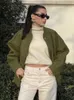 レディースジャケットビンテージ長袖隠されたバックル女性アウターウェアシックトップス女性ファッションポケット特大爆撃機ジャケット