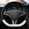 Microfiber Leather Car Steering Wheel Cover 38cm for Tesla All Models 3 S Y X Auto Interior Accessories styling Y1129218v