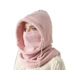 Cycling Caps Balaclava Hat For Cold Weather Winter Warm Women's Fleece Drawstring Hooded Beanie Scarf Ski Camping