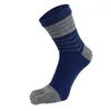 Men's Socks Deodorant Comfortable Middle Tube Cotton Simple Casual Five Finger Man With Toes Stripe Hosiery