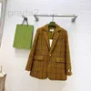 Kvinnors kostymer Blazers Designer 24 Early Spring Fashionable Colored Checkered Flip Collar Single Breasted Silhouette Suit Ypzn