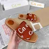 Slippers Wooden fashionable slippers for comfortable and casual sandals one line soft round toe cuffsH240312