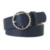 Bälten Zly 2024 Fashion Belt Women Pu Leather Material Round Metal Pin Buckle Casual Jeans Dress Style Luxury Trending Vintage