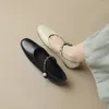 Sukienka buty Phoentin Black Mary Janes Flats Kobiety łańcuchowe paski klamry płytkie o niskim obcasie okrągłe palce eleganckie oryginalne skórzane pompki ft3053