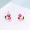 Boucles d'oreilles 3 paires/ensemble cristal Zircon Cactus cerise champignon pour femmes cuivre femme boucle d'oreille mode oreille bijoux