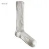 Women Socks B36D Simple Mesh Calf JK Knee High Stockings Cotton Bootie Solid Color Loose For Womens