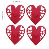 Servis uppsättningar 4 Pack Fashion Love Heart Cotlary Bag Tabell Provishållare Knife Fork Väskor Perfekt för par och romantiksamlingar släpper