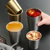 Stainless Steel Pint Cups Metal Cups Unbreakable Drinking Glasses Water Tumblers for Kids, Adults Indoor and Outdoor Use - Silver & Gold