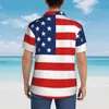 Мужские повседневные рубашки Гавайская рубашка с американским флагом Мужской пляж 4 июля Синяя красная полоска Y2K Уличный дизайн Винтажные блузки большого размера