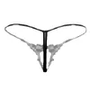 Lingerie Women's New G-Strings Transparent B B Sexy Lace B Thongs Panties G String With Pearl Crotchless Culotte Sex Low Waist Femme Unde GG