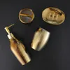 4 pcs lot Nordic golden ceramic wash set Bathroom Accessories Soap Dispenser Toothbrush Holder Supplies 240228