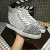Casual Shoes Fashion Designer Men's Silver High Top With Rivet Embellishments And Rhinestone Accents For Nightclub