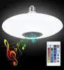 Smart RGB Bluetooth Music UFO Bulb E27 Lamp holder with 24 keys remote control AC85260V 30W Audio Light1415966