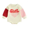 Rompers Born Baby Girls Boys Bodysuit Clothes Long Sleeve Crew Neck Letters Print Romper Contrast Color Tops