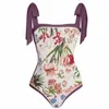 Costume da bagno 2024 esplosivo stampa conservativa che copre i glutei costume da bagno stile vacanza gonna lunga due pezzi bikini costume da bagno sport acquatici 240311