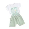 Kläduppsättningar född baby flicka Summer outfit Klädbrev Kort ärm tee skjorta elastiska midjeshorts uppsättning träningsdräkt