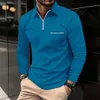 European and American Instagram Cross border Spring and Autumn Fashion POLO Shirt Zipper Pocket Mens Long sleeved Sports Polo 240227