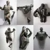 Dekorative Objekte Figuren 3D durch Wand Figur Skulptur Harz Galvanik Nachahmung Kupfer abstrakte Wohnzimmer Dekoration217S