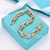 Designer tiffay and co large U-shaped chain bracelet with white copper plated 18K rose gold CNC steel printed horseshoe