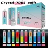 本物のVapen Crystal 7000パフ使い捨てベイプペン16mlプレフィルドデバイス1300MAH非再充電可能バッテリー1.2OHMメッシュコイル10フレーバー7K Eタバコoem歓迎