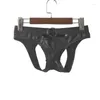 Cuecas de couro falso mens briefs sexy roupa interior masculino pu oco aberto volta jockstrap anel de argola erótico