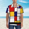 Men's Casual Shirts Colorful De Stijl Hawaiian Shirt Male Beach In The City Short-Sleeved Harajuku Printed Trendy Oversize Blouses