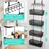 Clothing Storage Over The Door Organizer-Hanging Organizer With 4 Metal Large Capacity Baskets And Adjustable Coat Hook Behind