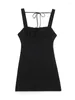 Casual Dresses Summer Dress Women Wide Strap Sexy Backless Party Night Short Gathered Straight Neckline Sleeveless Little Black