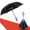 Paraplu's Kleurrijke Automatische Omgekeerde Opvouwbare Paraplu Man Vrouwen Zon Regen Auto Omgekeerde Dubbellaags Anti UV Zelf Stand Parapluie