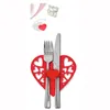 Servis uppsättningar 4 Pack Fashion Love Heart Cotlary Bag Tabell Provishållare Knife Fork Väskor Perfekt för par och romantiksamlingar släpper