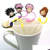 Drinking Straws Custom Jujutsu Kaisen Soft Sile St Toppers Accessories Er Charms Reusable Splash Proof Dust Plug Decorative 8Mm Party Dhhjt