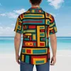 Men's Casual Shirts Colorful De Stijl Hawaiian Shirt Male Beach In The City Short-Sleeved Harajuku Printed Trendy Oversize Blouses