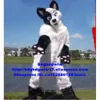 Mascot Costumes White Long Fur Furry Fox Wolf Husky Dog Fursuit Mascot Costume Adult Cartoon Character Art Festival Circularize Flyer Zx3026