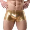 Unterhosen 2024 PU Kunstleder Männer Plus Größe Boxer Herren U Convex Beutel Schwarz Nylon Sexy Shorts Männliche Homosexuell Unterwäsche