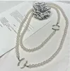 Diamant noir blanc perle pendant collier créateur de haute qualité lettre de mode c