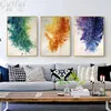 Nordic Moderne Aquarel Abstract Paars Groen Oranje Canvas Schilderij Olie Geschilderd Muur Foto Art Poster Thuis Woonkamer Decor295n