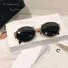Yeni kadın triomphe oval çerçeve tasarımcı güneş gözlüğü 40235 kadın metal ayna bacakları yeşil lens güneş gözlüğü retro küçük yuvarlak çerçeve seksi küçük kadın gözlük