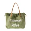 Torba na płótno na płótnie haftowany list torebki torebki samiczne torby na ramię w torbie na plażę 240312