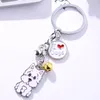 Porte-clés mode animal de compagnie mémorial porte-clés chien pendentif blanc maltais animal cloche émail porte-clés femmes sac bijoux filles