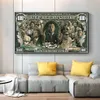 Graffiti Straat Geld Art 100 Dollar Canvas Schilderij Posters en Prints Wolf van Wall Street Pop Art voor Woonkamer decor221O