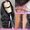 Perruque Lace Frontal Wig Remy Body Wave transparente 36 pouces, cheveux 100% naturels, pre-plucked, nœuds blanchis, scintillants, 360