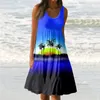 Casual Dresses Women's Summer Round Neck Sleeveless Loose Beach Skirt Fashion Print Dress Vestidos Para Mujer Elegantes Y Bonitos