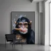 Macaco fumar cartazes gorila arte da parede fotos para sala de estar impressões animais moderna pintura em tela decoração casa pintura259s