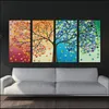 Canvas painting poster Colourful Leaf Trees 4 Piece painting Wall Art Modular pictures for Home Decor wall art picture painting246O