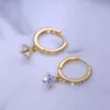 Elegant 18k Real Gold Silver Plated Crystal Dangle Hoop örhängen för kvinnor Droppar örhängen kubik zirkoniumklipp på charm örhängen diamantörhänge set smycken